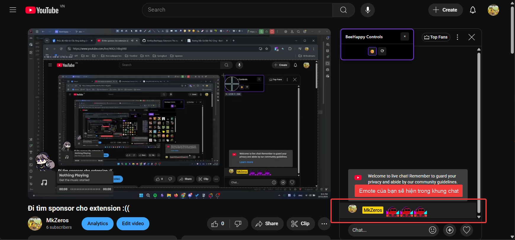 Kiểm tra kết quả emote